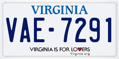 VA license plate VAE7291