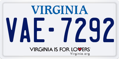VA license plate VAE7292