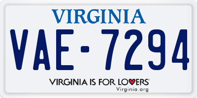 VA license plate VAE7294
