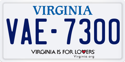 VA license plate VAE7300