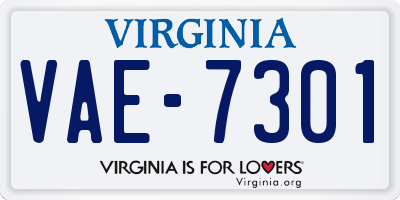 VA license plate VAE7301