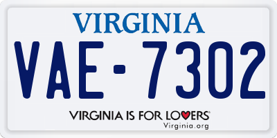 VA license plate VAE7302