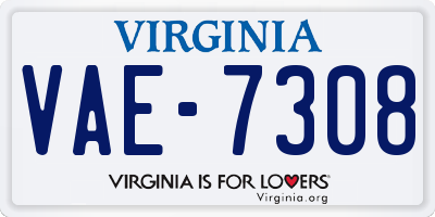 VA license plate VAE7308