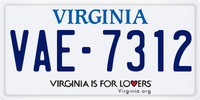 VA license plate VAE7312