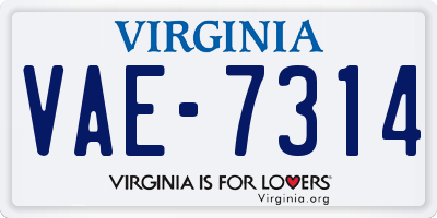 VA license plate VAE7314