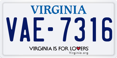 VA license plate VAE7316