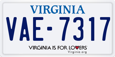 VA license plate VAE7317