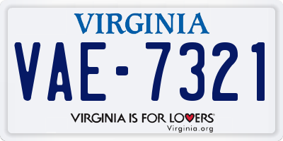 VA license plate VAE7321