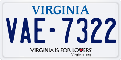 VA license plate VAE7322