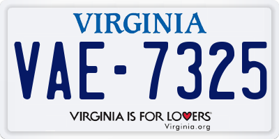 VA license plate VAE7325