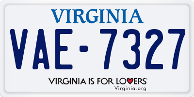 VA license plate VAE7327