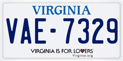 VA license plate VAE7329