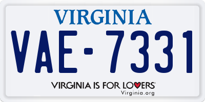 VA license plate VAE7331