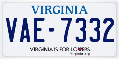 VA license plate VAE7332