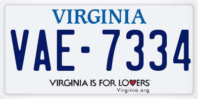 VA license plate VAE7334