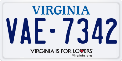 VA license plate VAE7342