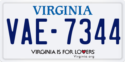 VA license plate VAE7344