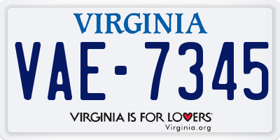 VA license plate VAE7345