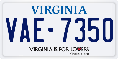 VA license plate VAE7350