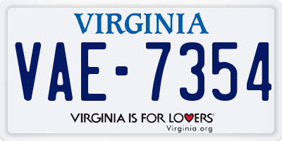 VA license plate VAE7354