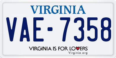 VA license plate VAE7358