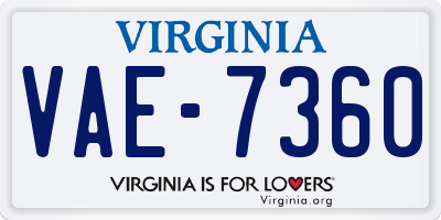 VA license plate VAE7360