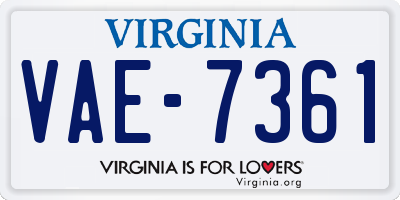 VA license plate VAE7361