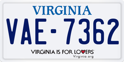 VA license plate VAE7362