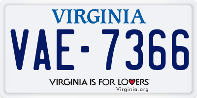 VA license plate VAE7366