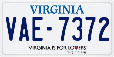 VA license plate VAE7372