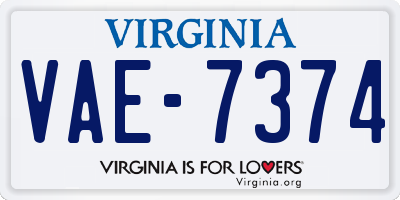 VA license plate VAE7374