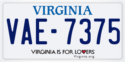 VA license plate VAE7375