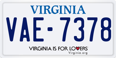VA license plate VAE7378
