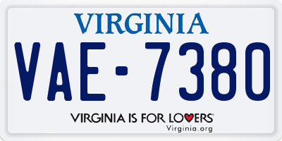 VA license plate VAE7380