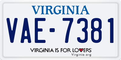 VA license plate VAE7381
