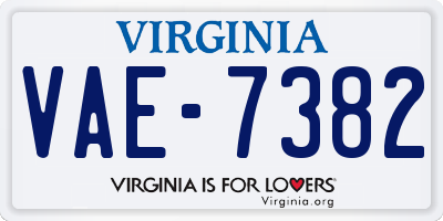 VA license plate VAE7382