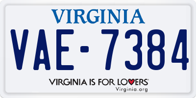 VA license plate VAE7384