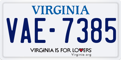 VA license plate VAE7385