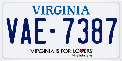 VA license plate VAE7387