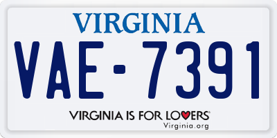 VA license plate VAE7391