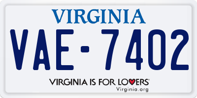 VA license plate VAE7402