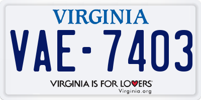 VA license plate VAE7403