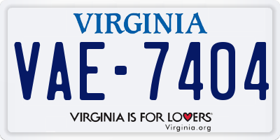 VA license plate VAE7404