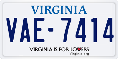 VA license plate VAE7414