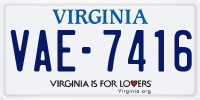 VA license plate VAE7416