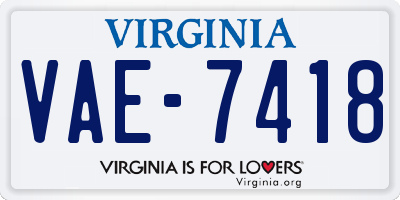 VA license plate VAE7418