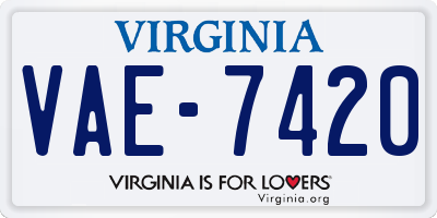 VA license plate VAE7420