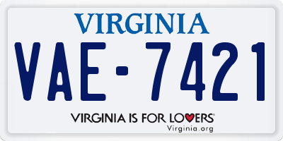 VA license plate VAE7421
