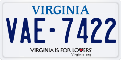 VA license plate VAE7422
