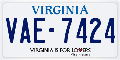 VA license plate VAE7424